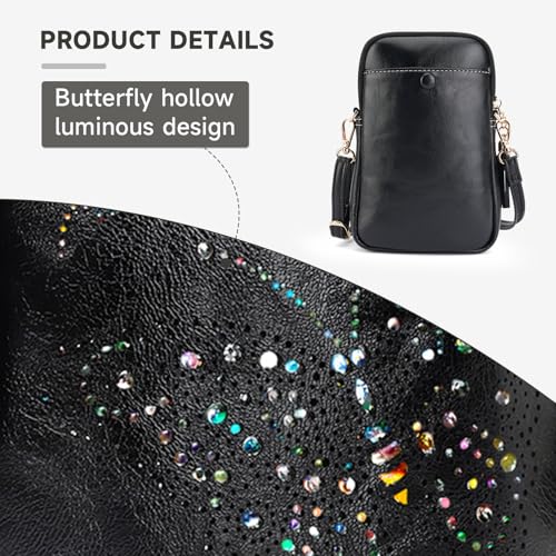 Image of KITEVIUN Small Crossbody Bags for Women, Lightweight Mini Cute Cell Phone Purse for Women with Tassel Shining Butterfly