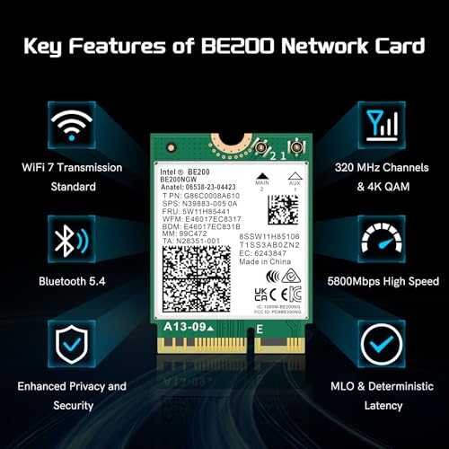 Qfly Wifi 7 Wireless Card Intel Be200, With Bluetooth 5.4, 5800Mbps M.2/Ngff Network Card For Windows 10/11 Laptop thumb #1