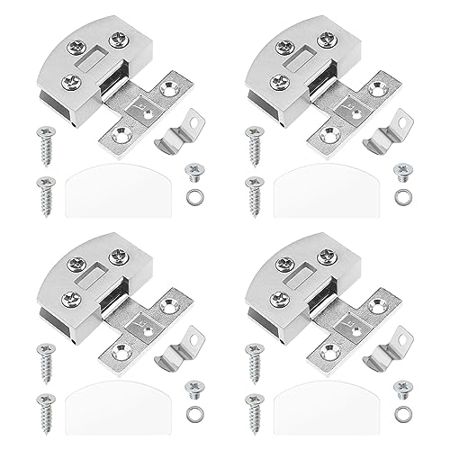 ECSiNG 4 Stück Glasscharniere Zinklegierung Glasschranktürscharniere Torscharniere Vitrinenscharniere Zubehör für Möbel Bücherregale Schränke Silber