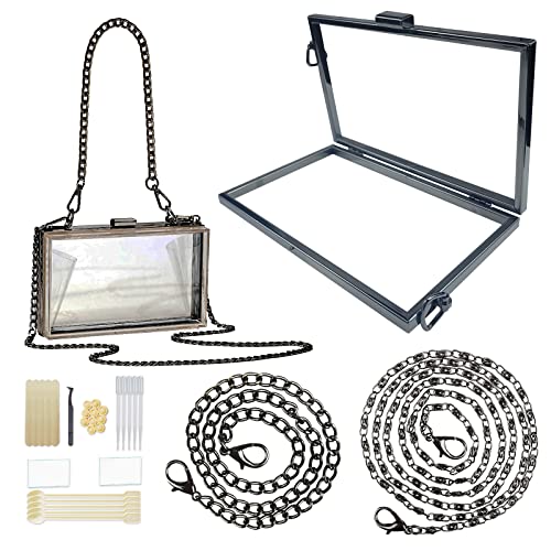 GDDP Resin Clutch Purse Mold Frame Accessories, Rectangular Metal Purse Frame for Resin Bag Mold, Creat Your Unique Handbag, Black
