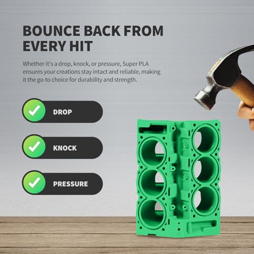 Image of OVERTURE Super PLA+ Filament 1.75mm, Toughness Enhanced PLA Plus | Professional Toughness 3D Printer Filament 1kg (2.2lbs), High Precision + /- 0.02mm, Fit Most FDM Printer (Green)