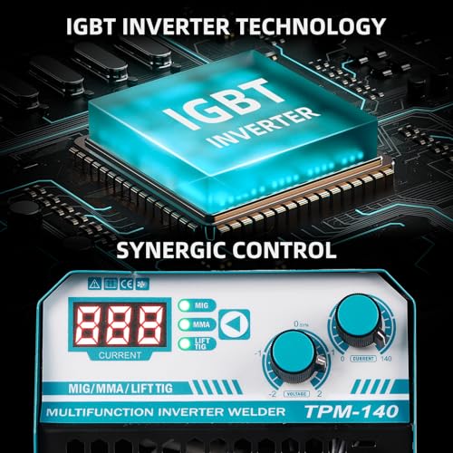 TTAMPLAR MIG Soldador sem gás 140A 110V MIG/Stick/Lift TIG Soldador 3 em 1 Flux Core Wire Welding Ma