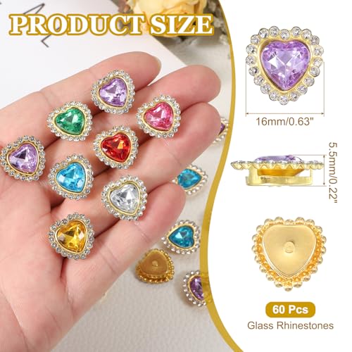 Diamantes de imitación de corazón de 16 mm para coser ropa con base de metal y lentejuelas 3