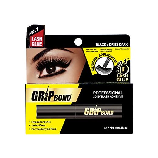 EBIN NEW YORK Grip Bond Eyelash Adhesive (Paddle Type, Black/Dries Dark, 0.18 oz) | Hypoallergenic Latex Free Formaldehyde Free Lasts All Day Ideal for Sensitive Skins