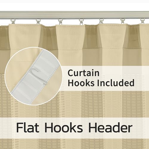 Phating Flame Retardant Hospital Curtains Room Divider with Flat Hooks, Cubicle Curtains Divider for Hospital, Medical Clinic, Lab,School(1 Panel, 9x8FT,Beige)