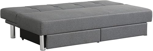 Miniatura 7 de JAHH - Sofá cama convertible con diseño de 3 asientos, sofá cama ajustable con dos cajones, color gris