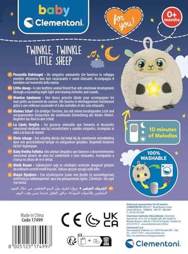 Clementoni Twinkle Twinkle Little Sheep with Lights, 17499, Soft Plush for Toddlers 0+, Multi-coloured, Small - Image 3