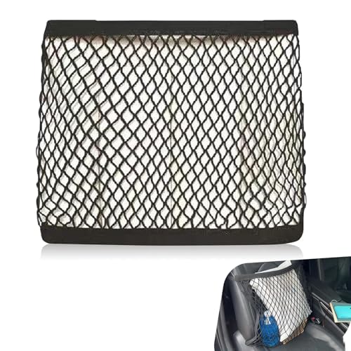 Opuweiy Car Seat Organizer Net, Versatile High Elastic Storage Net with Adjustable Buckle, Passenger Seat Mesh Purse Holder, Universal for Most Cars (Black)