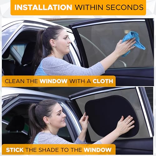 image for EcoNour Car Window Shade for Baby (4 Pack) | Cling Sun Shade for SUV, 