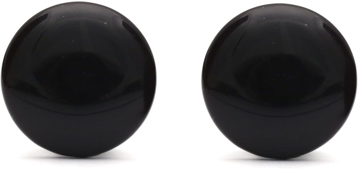 Idin JewelleryPlain Black Acrylic Round Button Clip on Earrings
