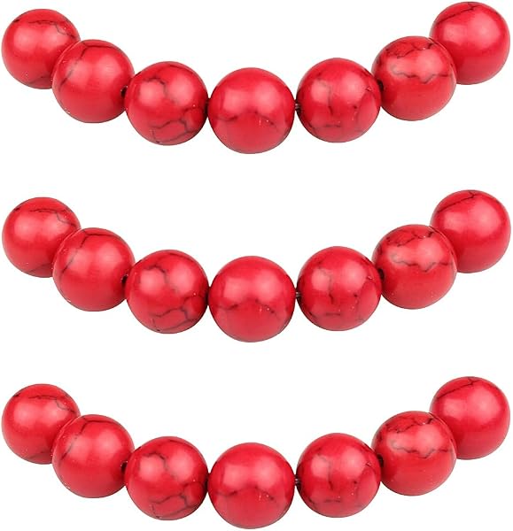 MJDCB 12mm 30 piezas Cuentas de Piedra Turquesa Rojo Sintéticas Redondas Sueltas Piedras Semipreciosas para Hacer Joyas Pulseras Collares - 1