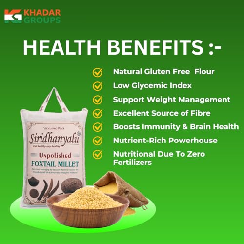 Image of SIRIDHANYALU Little, Foxtail, Kodo, Barnyard & Browntop Millets - Each Millet 900 g | Gwt 5 kg | New Technology Rock-Hard Vacuum-Sealed Pack