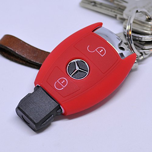 Key Silicon Soft Case Cover Housse de Protection Rouge Compatible avec Mercedes Benz Sprinter W906 E C-Klasse Smartkey Cover