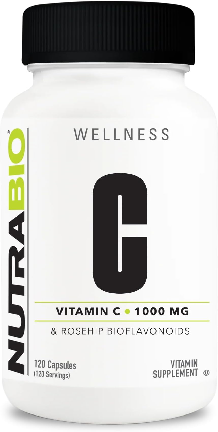 Vitamin C with Rose Hips - Supports Healthy Bones, Teeth and Gums, Immune Function - No Fillers or Excipients - (120 Capsules, 1000mg of Vitamin C per Capsule)