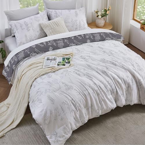 Edredón cama 150 reversible Qucover blanco gris de invierno con fundas de almohada 7