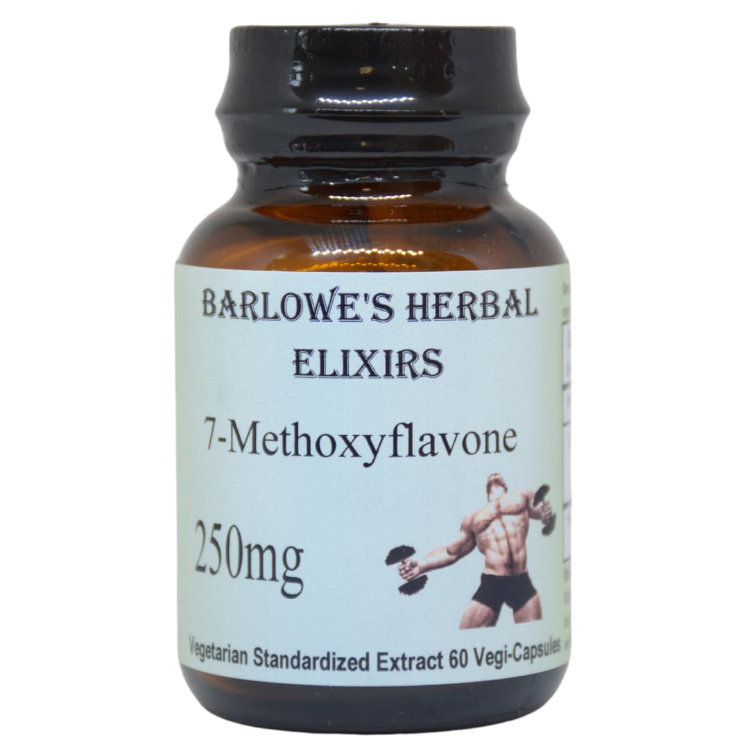 Barlowe's Herbal Elixirs 7-Methoxyflavone Extract | 250mg Per Capsule | Hormonal Balance & Vitality Support | 60 Vegan Capsules | Stearate-Free, Additive-Free, Bottled in Glass