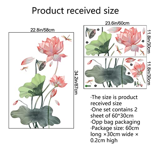 Drwssr New Creative Lotus Dragonfly Wall Decal Large Lotus Leaf Lotus Pod Wall Sticker Diy Removable Peel And Stick Wall Art Mural For Living Room Bedroom Porch Rental Apartment Home Decoration #TOP1