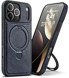 VAUSERDY Magnetic for iPhone 17 Pro Max Leather Case,Invisible Stand [Compatible with Magsafe] Slim Kickstand Phone Cove for iPhone 17 Pro Max case，Blue