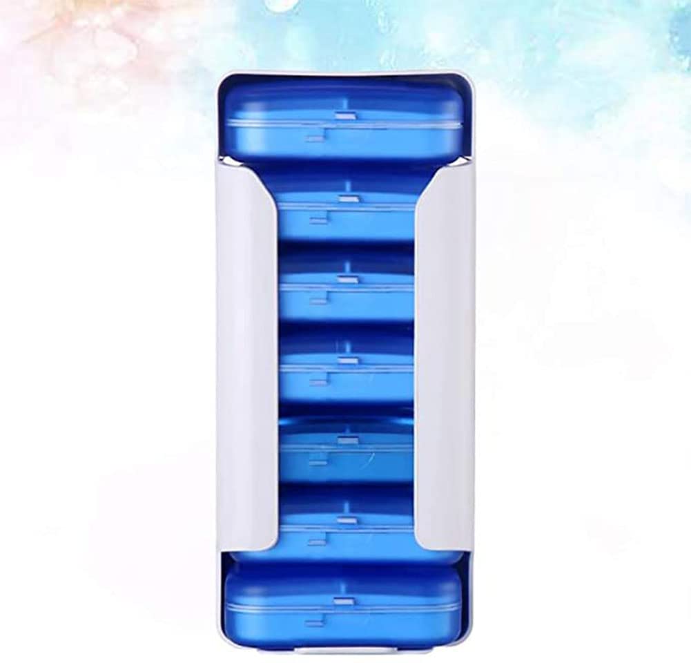 Pilulier À 6 Compartiments Organisateur De Pilules De 7 Jours Pilulier De Médecine De Voyage 9,2 X 6,6 Cm, Bleu