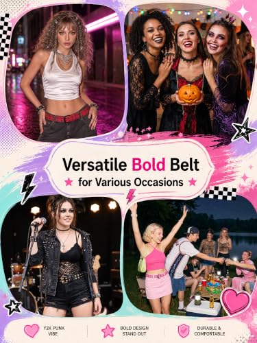 Image of Grommet Leather Belt, Y2K Goth Studded Belts for Women Men Teens