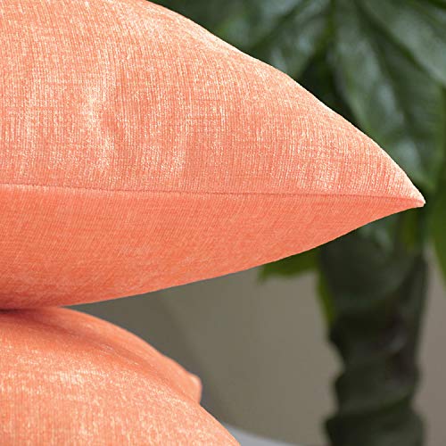Image of CaliTime Pack of 2 Cozy Standard Pillow Shams Cases for Bed Bedding Decoration Solid Dyed Soft Chenille 20 X 26 Inches Cantaloupe