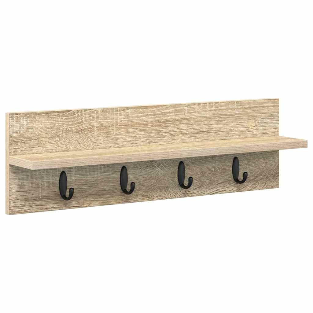 Appendiabiti da parete in rovere Sonoma, 60 cm, appendiabiti da parete in legno con ganci, appendiabiti salvaspazio per corridoio e ingresso, design moderno, 60 x 10,5 x 18 cm