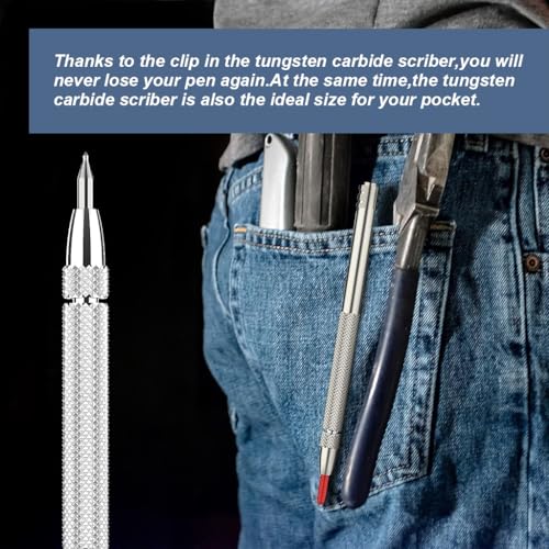 Image of Serplex 2Pcs Tungsten Scribers with 10 Interchangeable Tungsten Tips Anti-Slip Pocket Tungsten Scriber with Strong Magnet Cap Multipurpose Tungsten Carbide Scribers for Glass /Ceramics /Metal Sheet