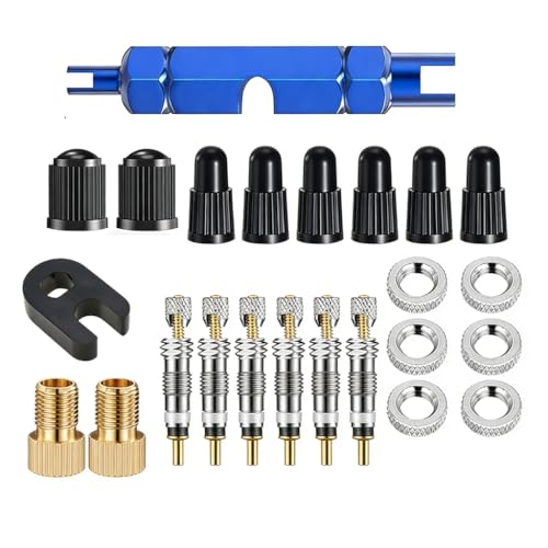 24 Stück Fahrradventil Französisch Französisches Ventil Adapter Fahrrad Ventile Presta Ventil Adapter Set Fahrräder Austausch Ersatzventil mit VentilschlüSsel Ventiladapter für MTB Bike Reparatursatz