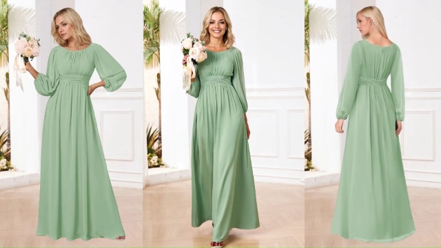 Shein Prom Dresses 2025 EVERPRETTY Elegant V-Neck A-Line Chiffon Green  Bridesmaid Dress, Suitable For