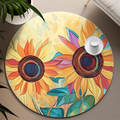 Tapis de sol lavable et antidérapant avec motif tournesol - 6