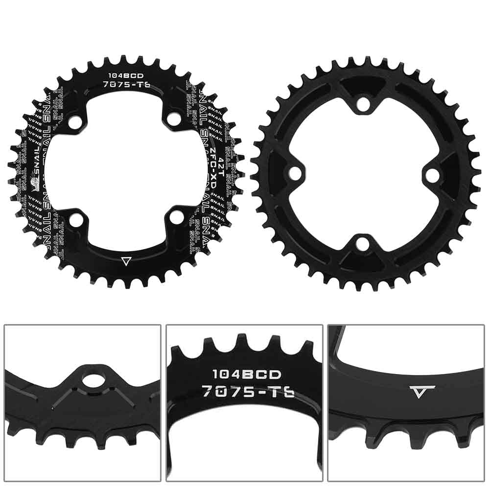 Aramox Kettenblatt, BCD 104 Mm, 40 Zähne, 42 Zähne, Schmales Breites Kettenblatt, Einzelnes Kettenblatt für -Kurbelgarnitur, AM/XC-Fahrradkettenblatt