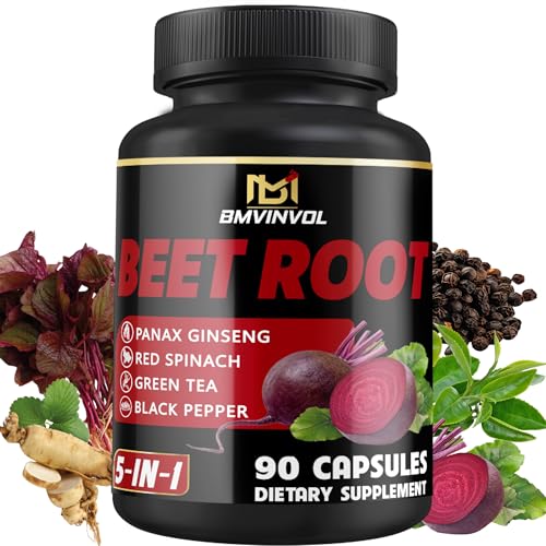 Beet Root Extract Capsules 8550mg - Natural Nitric Oxide Booster - Supports Blood Pressure Digestive Immune System - 3 Months Supply