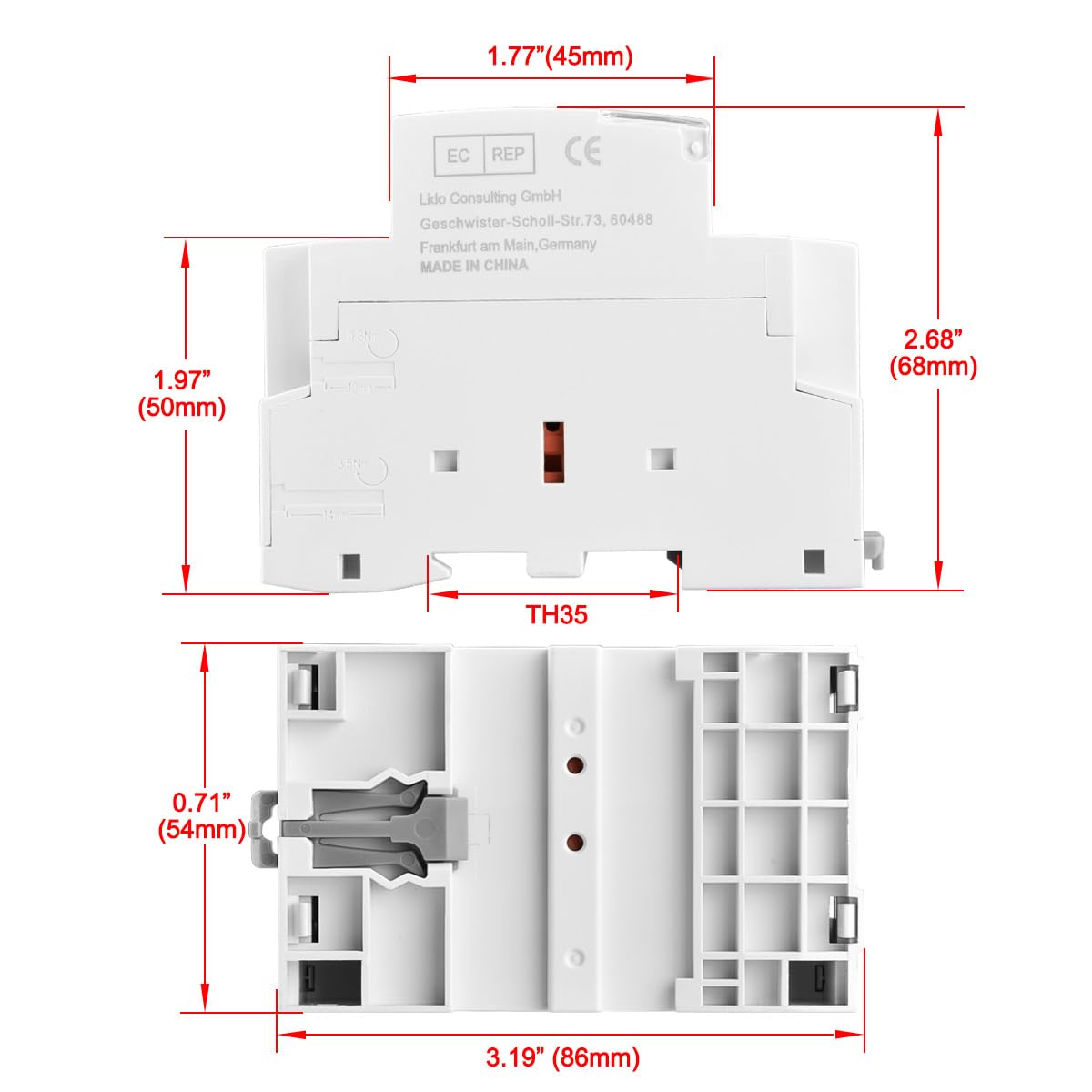 Heschen Contactor de CA para el hogar, HSR1-100, Ie 100A, 2 polos, dos normalmente cerrados, voltaje de bobina de AC 220V, montaje en riel DIN de 35mm