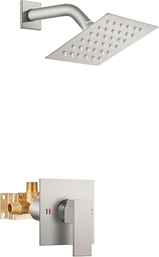 Vista 45 de Airuida Shower Faucet Set Bathroom Rain Shower System SUS304 Stainless Steel Single Handle With Male Threads Rough-in Valve Shower Trim Kit 10 Inch