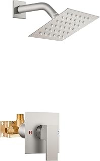 Airuida Shower Faucet Set Bathroom Rain Shower System SUS304 Stainless Steel Single Handle With Male Threads Rough-in Valve Shower Trim Kit 4 Inch Wall Mount Shower Head Brushed Nickel