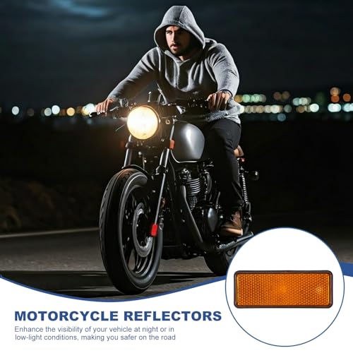 Image of PATIKIL Rectangle Rear Reflectors, 2 Pcs Safety Reflective Warning Reflector Plastic Universal Motorcycle Reflector with M5 Screw Mount for Car Motorcycle Trailer Bike Bicycles, Yellow