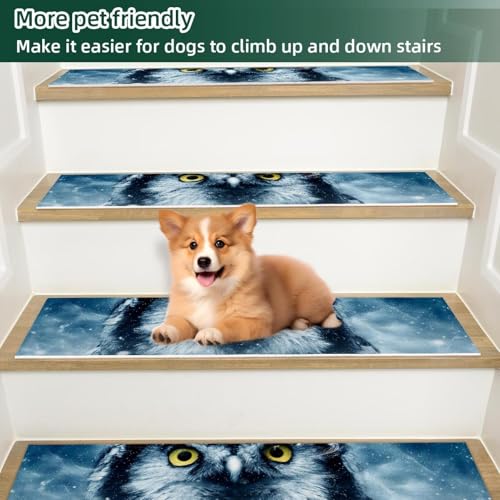 Tapis d'escalier antidérapant en polyester envers TPE lavable 20x76cm - 6