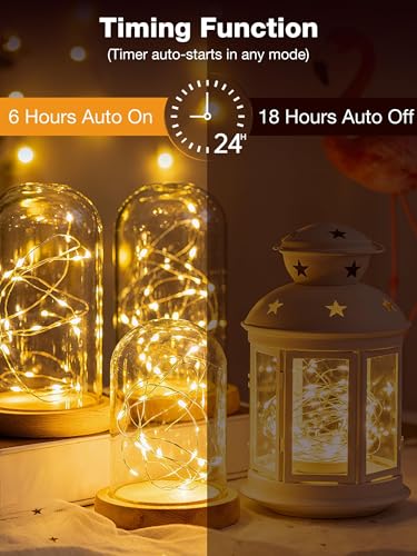 Image of 6Pack Fairy Lights with Timer, 7ft 20 LED Twinkle Light Battery Operated 3 Modes, Mini String Lights for Christmas Trees Wreath Party DIY Mason Jars Bottles Decor, Warm White