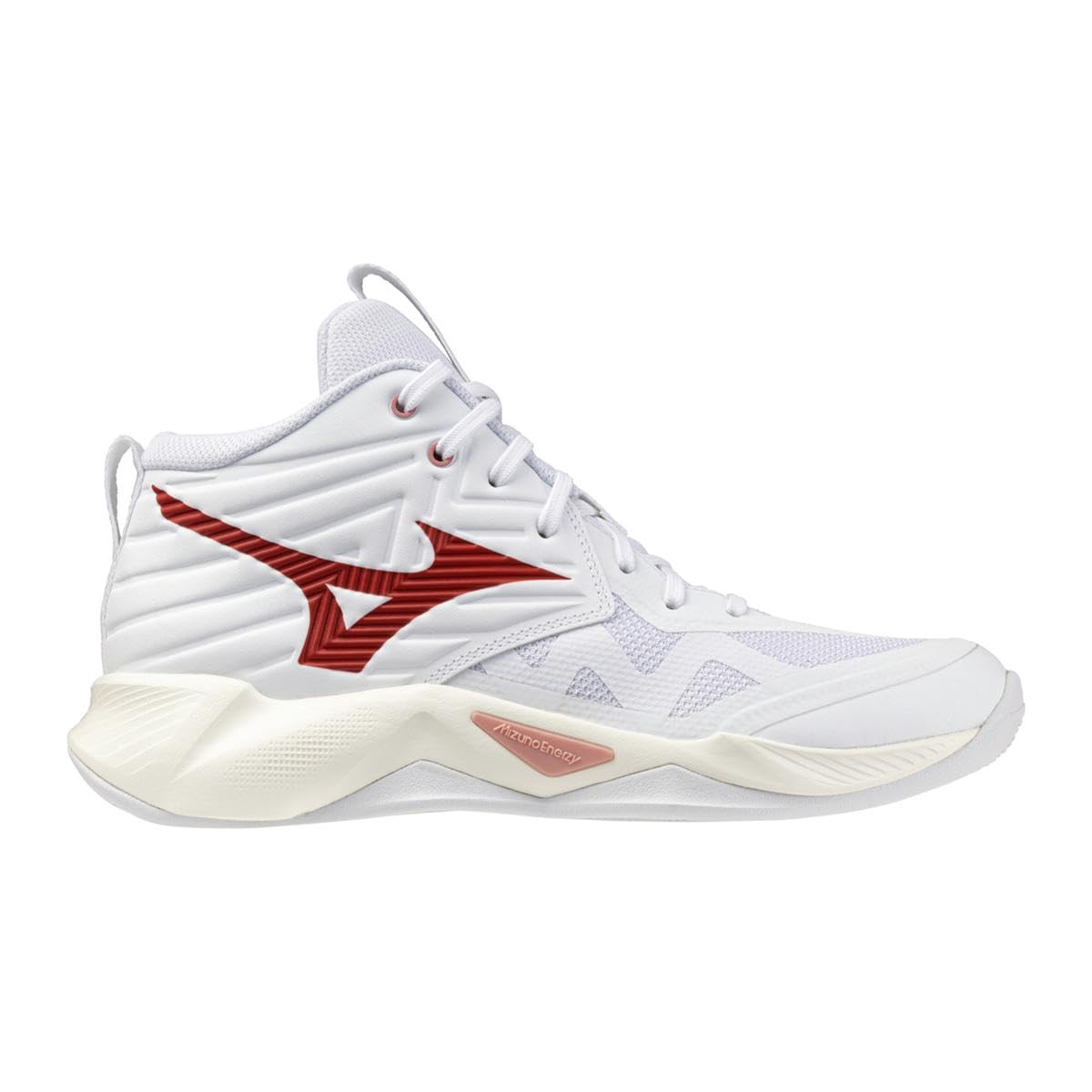 Mizuno Scarpe da Pallavolo Wave Momentum PRO Mid Mizuno Wave Momentum PRO Mid Scarpe da Pallavolo Bianco e Rosso Ammortizzazione ENERZY NXT Stabilità Wave