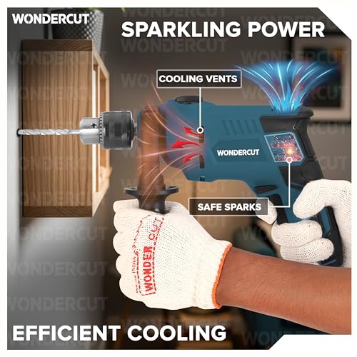 Image of WONDERCUT 810W, Professional, 2900 RPM, 2 Mode Selector, Variable Speed WC-ED13MM-B+7 Impact Pistol Grip Drill with 7 Pcs Professional Drill Bits (13 mm Chuck Size)
