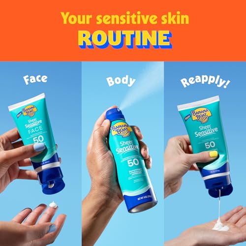 Image of Banana Boat Sheer Sensitive Face Sunscreen Lotion, SPF 50, 3oz