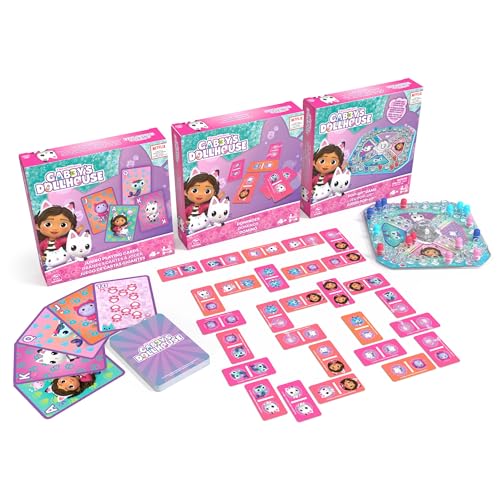 Image of Gabby's Dollhouse 3 Game Bundle Gift Set, Pop-Up Game Dominoes Jumbo Playing Cards, Gabby's Dollhouse Toys Kids Games, for Preschoolers Ages 4 and up