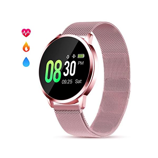 GOKOO Smartwatch Damen Frauen Fitness Armband Aktivitätstracker mit Pulsmesser IP67 Wasserdicht Uhren Schlafmonitor Blutdruck Schrittzähler für Android IOS (Rosa)