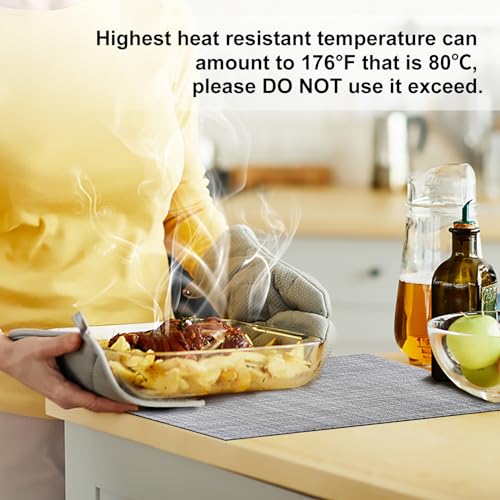 Image of Aofmee Placemats, Placemats Set of 6, Heat Resistant Place Mats, Washable PVC Table Mats, Woven Vinyl Plastic Placemats for Dining Table, Non-Slip Stain Resistant Kitchen Table Placemats Easy to Clean
