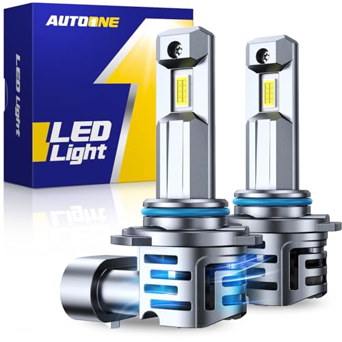 Image of AUTOONE 9005 Bulbs, 60,000LM 10X Ultra Bright 6500K Cool White, 1:1 Halogen Mini Size HB3 Halogen Bulb, 60,000Hrs Lifespan, Plug and Play Driving Fog Light or Running Light, Pack of 2