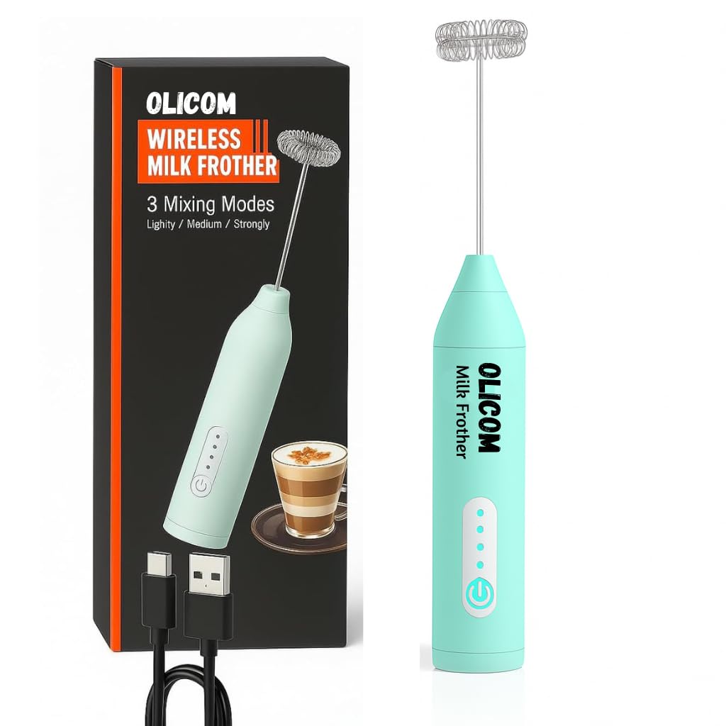 Automatic Milk Frother & Coffee Whisker with Dual Spring Tech | Electric Hand Blender, Mixer & Foam Maker for Latte, Cappuccino & Hot Chocolate