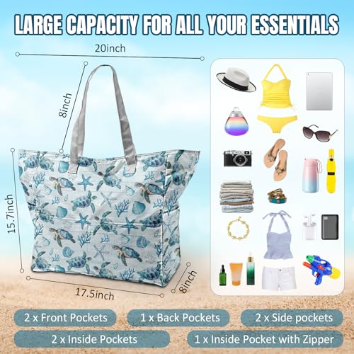 Large Beach Bag Waterproof Sandproof Beach Bags for Women Pool Tote Bags with Zipper Summer Swim Bag Foldable2