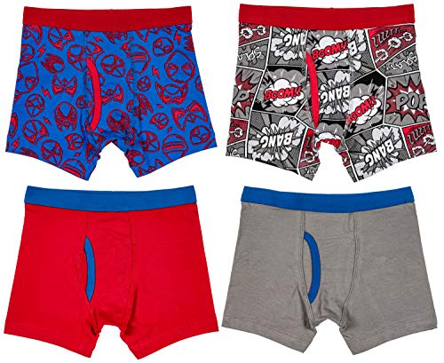 Trimfit Boys Cotton/Spandex Boxer Briefs (Pack of 4 Tagless Kids Underwear), Heart of Hero, Medium / 6-8