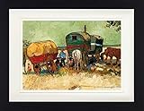 Dimensions env.: 40 x 30 cm 1art1 Vincent Van Gogh Poster Les Roulottes Ou Campement De Bohémiens, 1888 Affiche Encadrée avec Passe-Partout Élégant  Images Murales  dans Un Cadre Photo 40x30 cm