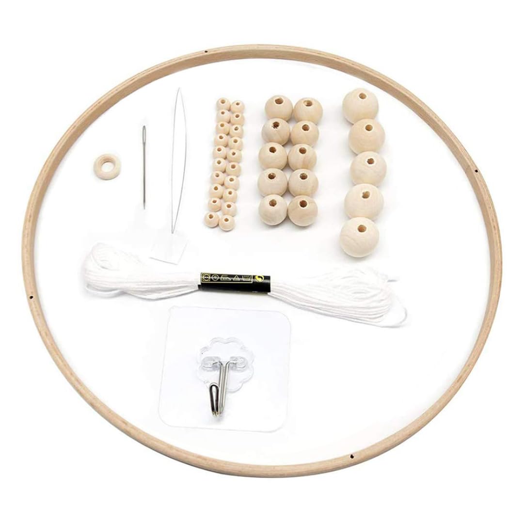 Wooden Mobile Frame Kit Wind Chimes Material Beads Bell Frame Hanger Making Kit Crib Bed Decoration Toy 2